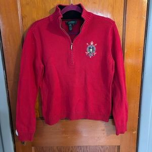 Ralph Lauren quarter zip sweater with crest